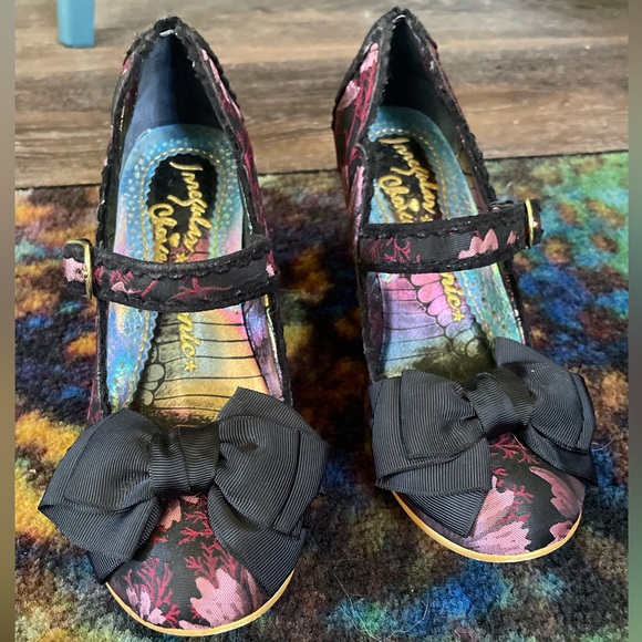 Irregular choice purple floral bow Mary Jane heels - Picture 2 of 7